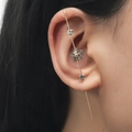Gold plated wrap-around ear crawler earring with zircon flower and star studs - Flower Style (DZ-637) / Gold
