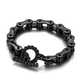 Pulsera de cadena de bicicleta negra para hombre en acero inoxidable con cierre de calavera - Negro