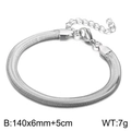 Silver 6mm flat snake bone blade chain bracelet in stainless steel with extension - 6mm Width-14cm Length (KB157274-Z)