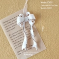 White acrylic Christmas bow pendant with gold glitter edges and white ribbon hanging loop - White with Bowknot