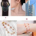 Handmade 14K gold filled chain with natural strawberry quartz and turquoise stones - Premium Gravel Chain (For Any DIY)