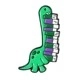 Cute green dinosaur enamel pin with colorful books on back for backpacks and hats - Green Brachiosaurus Carrying Books