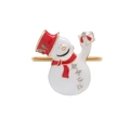Christmas snowman napkin ring with white enamel, red accents and sparkling crystals - White Enamel Snowman with Gift Box Style (Z1001-10)
