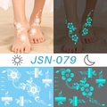White luminous tattoo sticker JSN-079 featuring mandala flower and butterfly glow pattern - JSN-079 (Floral Luminous Cyan)