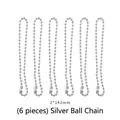 Set of 6 silver ball chains 2x142mm for DIY butterfly pendant keychains and jewelry - Silver Bead Chains (6 Pcs)