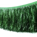 Vibrant emerald green 20cm metallic fringe trim for festive costumes and Christmas decor - Green
