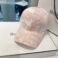 Gorra de béisbol rosa y blanca con elegantes patrones florales de Toile de Jouy - Talla Única (Ajustable 55-58cm) / Rosa