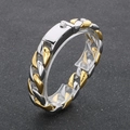 Bracciale a catena cubana minimalista da 15mm bicolore in acciaio inossidabile oro e argento - Oro e Argento