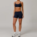 Ensemble de yoga bleu marine pour femme avec brassière à fines bretelles et short moulant - S / Haut Et Bas / Soutien-gorge + Short / Bleu Marine