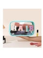 Beauty case impermeabile in PVC con bordo blu e toppe con lettere glitterate per capelli - Blu (HAIR)
