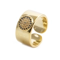 Gold open ring featuring micro-paved blue and white zircon evil eye design for women - Geometric Evil Eye