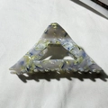 Blue-grey and yellow marble pattern triangle hair claw clip in acetate finish - Celadon