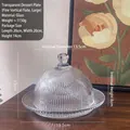 Französischer Retro-Snackteller aus Glas mit geriffeltem Deckel für Desserts - Fein Gerippt Groß