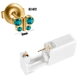 Sterile ear piercing gun kit with a 6mm golden butterfly stud and blue crystal inlay - Gold-Blue Zirconia