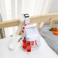 Sac de poitrine blanc en toile pour enfants avec imprimé EARL 21 et sangle sport large - Petit / Blanc