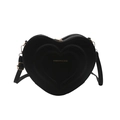 Minimalist black heart-shaped crossbody bag with gold hardware and layered design - Black