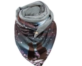 Thick warm triangle scarf with dark starry sky print and gray lining, featuring button closure - 150*75cm / Dark Starry Sky (Image 24)