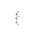 S925 Sterlingsilber Ohrmanschette mit blauen grünen und rosa runden Edelsteinen - Dreifarbiger Edelstein Silber Ohrstecker (RHE877S)