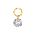 S925 sterling silver gold plated round ring pendant with clear faceted zircon stone - A0021-Round / Gold