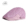 Pinkish purple floral lace beret with rose embossing and adjustable metal buckle strap - Rose Texture Style / Light Purple
