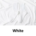 Japanese style white cotton crew socks with ruffle trim and vertical ribbed texture - One Size / White