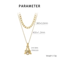 Details van dubbellaagse gouden ketting met Eiffeltoren-hanger en exacte afmetingen - Eiffeltoren Stijl (KN250359-SY)