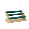 Espositore per gioielli a tre livelli in velluto verde smeraldo e legno per bracciali - Verde