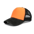 Mesh baseball cap in orange and black with breathable back and distressed stitch detail - Bright Orange