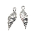 Colgantes de caracola de metal plateado con texturas detalladas para hacer joyería - Caracola (A4-033) / Plata Antigua