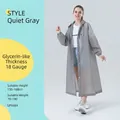 Reusable calm gray EVA raincoat for adults, unisex design with 0.18mm thickness - Quiet Gray (130g)