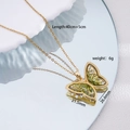 Collana a farfalla in rame placcato oro 18 carati con ali sfumate verdi e zircone - Verde Cangiante