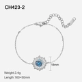 Bracciale in argento con ciondolo a sole e luna blu decorato con una stellina - Color Acciaio