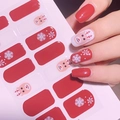 Stickers à ongles de Noël avec rennes rouges et flocons de neige blancs sur la main - Style Renne Flocon de Neige Rouge Blanc (SDA-012)