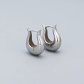 Orecchini a cerchio in argento minimalisti stile francese con finitura in metallo - Argento 925 / Oro Bianco