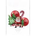 5-piece Christmas foil balloon set with Santa Claus, Xmas tree and candy cane designs - Cute Santa Claus