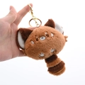 Lindo llavero de peluche de panda rojo marrón y blanco con cierre de metal dorado - Panda Rojo Bolsa de Auriculares Marrón