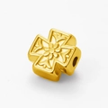 Golden stainless steel cross spacer bead with embossed floral pattern for DIY jewelry - 4# Square Floral Cross / Gold