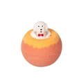 Orange and yellow gradient bath bomb with a small white poodle toy wearing a red bow tie - 100g Dog Toy (Watermelon)