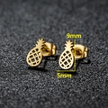 Orecchini a perno a forma di ananas in acciaio inossidabile dorato con design a rete - 182 Ananas Cavo / Oro