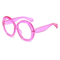 Stylish oversized round glasses frame in bright transparent pink plastic finish - Transparent Pink