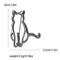Broche chat évidée en argent, dimensions 4cm sur 3,2cm et un poids de 5,2g - Noir