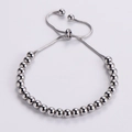 Pulsera minimalista ajustable de cuentas de acero inoxidable plateado con cadena serpiente - Color Acero