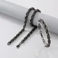 Vintage black series Cuban chain bracelet, 8mm width and 20cm length for men and women - Dotted Twist Chain 8mm