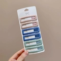 6-piece colorful star-inspired rectangle hair clips set in pink, blue and green matte resin - 6-Piece Set / 8# Pink & Blue Square Wave Combo