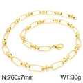Collana a catena a maglie rettangolari dorate, lunghezza 760mm con chiusura a moschettone - Oro 760x7mm(KN228496-Z)