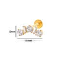F136 titanium gold heart piercing stud with 5mm x 11mm clear crystal measurements - Five Stones Row Inlay Curved Style-Gold (T2503-3#黄金)