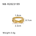 Detailed view of gold twisted ring featuring embossed triangle texture and measurements - Gold-Geometric Line (199)