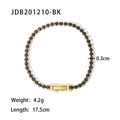 Dettaglio di un bracciale tennis placcato oro 14K con pietre nere e chiusura a scomparsa - Jdb201210-bk