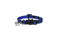 British style blue plaid pet collar with cat-shaped buckle and small silver bell - Basic Style / Blue