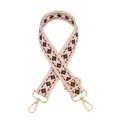 Close-up of pink and black geometric diamond woven strap with gold metal lobster clasps - Silver Clasp / A-4 Khaki Pink Coffee Diamond